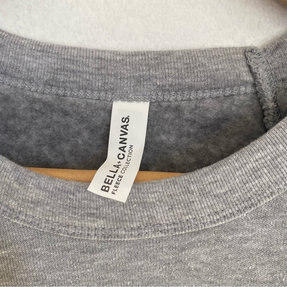 Bella Canvas Fleece Collection SUPPORT LOCAL Gray Black Crewneck Sweatshirt - Picture 5 of 5